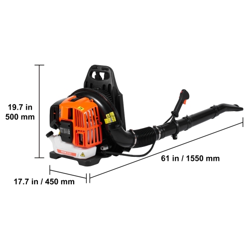 VEVOR 52CC 2-Cycle Backpack Leaf Blower, Gas Leaf Blower with 1.37L Fuel Tank, 480CFM Air Volume 175MPH Speed, Ideal for Lawn Care, Leaf Cleaning,