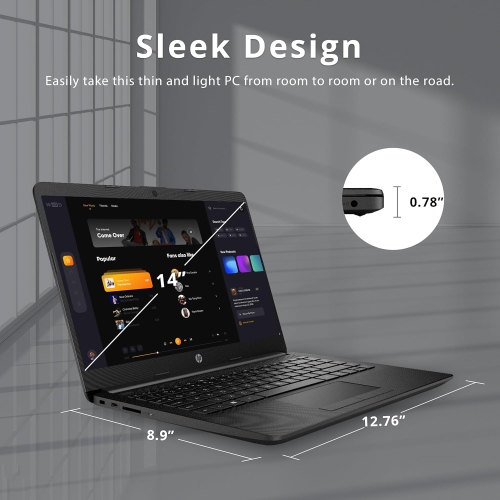 Refurbished - HP Pavilion 14" HD Anti-Glare Laptop, AMD Athlon Silver 3050U, 128GB PCIe SSD, 4GB RAM, AMD Radeon Graphics, Webcam, Bluetooth, Windows