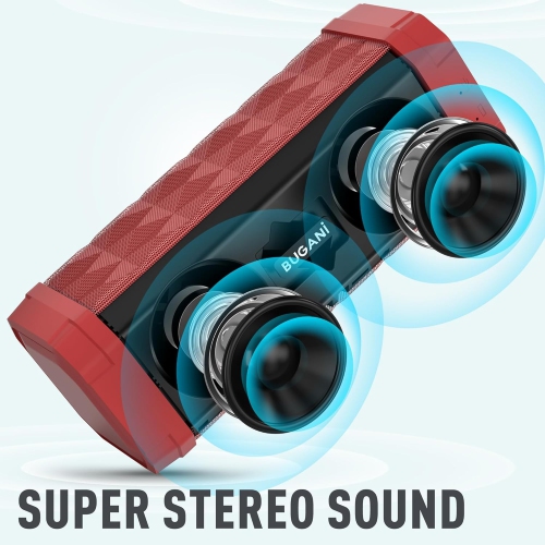 BUGANI M99 Bluetooth Speaker, BUGANI Wireless Portable Speaker Stereo Sound, IPX5 Speaker, Built-in Microphone