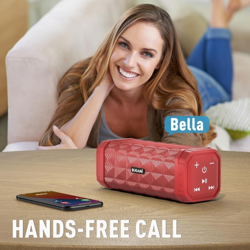 BUGANI M99 Bluetooth Speaker, BUGANI Wireless Portable Speaker Stereo Sound, IPX5 Speaker, Built-in Microphone