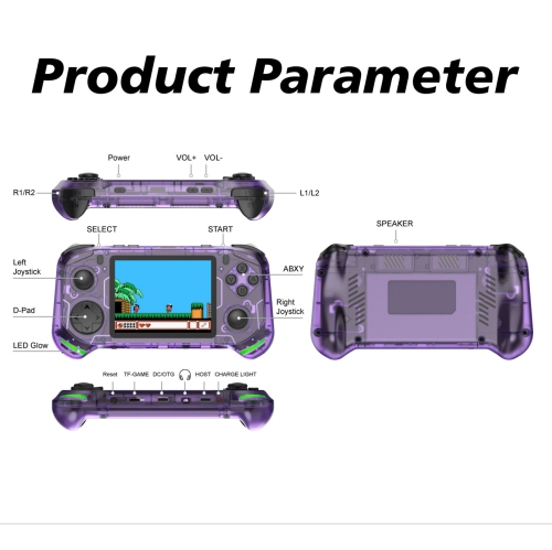 HG3508 handheld game console open source handheld HD large screen portable game console nostalgic retro 18000 + classic retro games - red 64GB