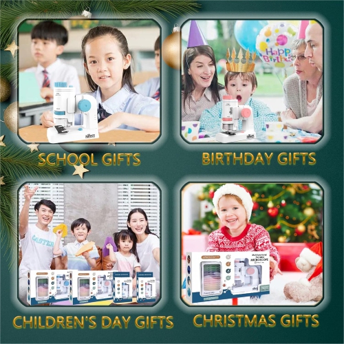 Children's Portable Fun Handheld Microscope Boys Girls Science Exploration Educational Toys, 200x Biological Science Microscope-8609*Blue+Specimen