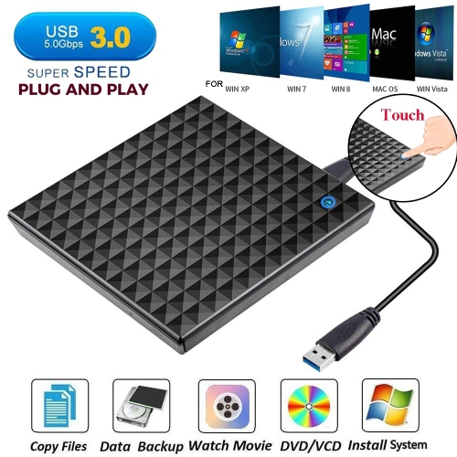 Touch USB external DVD burner playback optical drive, widely compatible, plug and play, no need to install drivers, compatible with Windows, Mac os