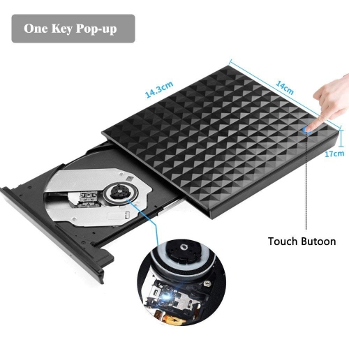 Touch USB external DVD burner playback optical drive, widely compatible, plug and play, no need to install drivers, compatible with Windows, Mac os