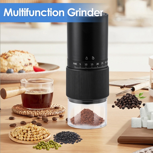 Moulin à café électrique portatif, mini tasse à café rechargeable par USB avec 35 niveaux de mouture grossière et fine convenant à une utilisation en