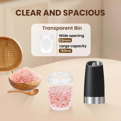 Electric Salt and Pepper Grinder Set, USB Rechargeable Spice Grinder with Adjustable Coarseness and LED Light for Kitchen and Outdoor BBQ