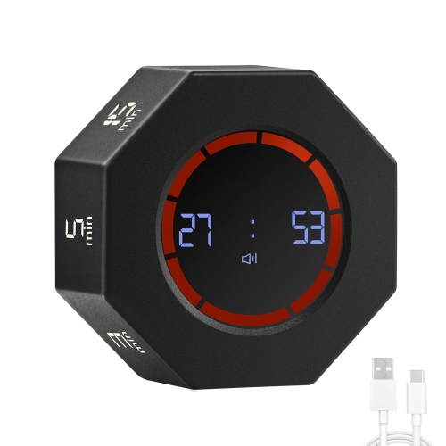 MYACUC  Portable Mini Kitchen Timer, 8 Angle Small Visual Digital Timer With USB Charging And Gravity Sense for Cooking, Working And Studying