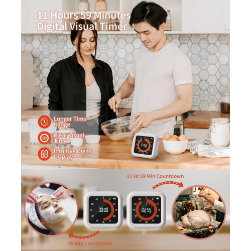 Magnetic Timer for Classroom, Digital Visual Timer for Kitchen and Office, Portable Mini Rechargeable Timer