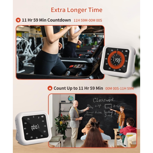 Magnetic Timer for Classroom, Digital Visual Timer for Kitchen and Office, Portable Mini Rechargeable Timer