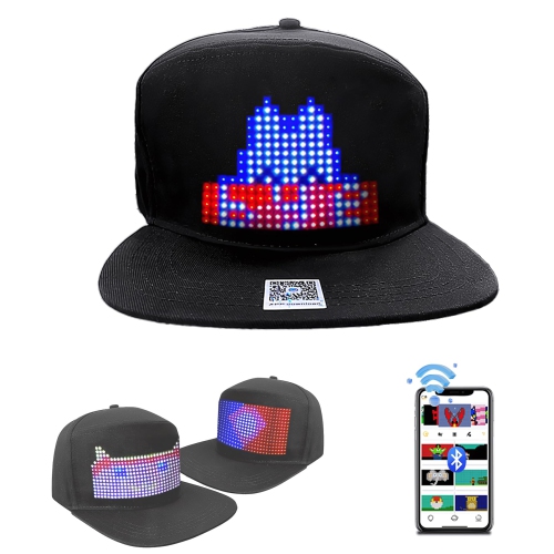LED Display Hat Editable, LED Hats for Men, Programmable LED Cap, LED Pixel Hat - 16x32 Dots, APP Control, Adjustable Size LED Display Cap