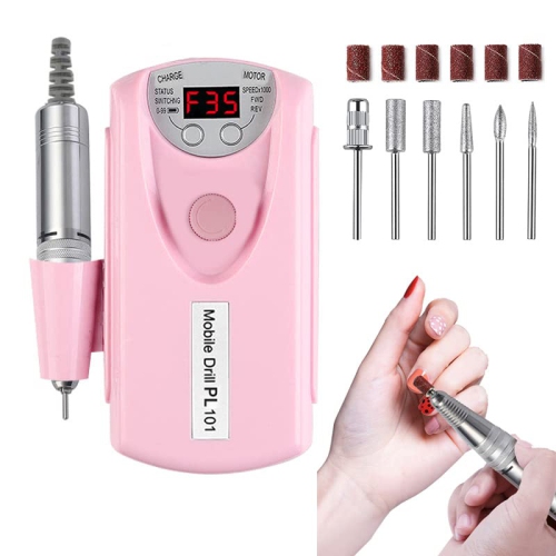 Perceuse à ongles électrique, perceuse à ongles rechargeable professionnelle 35000 tr/min, outils de broyeur à gel en acrylique portatif avec 6