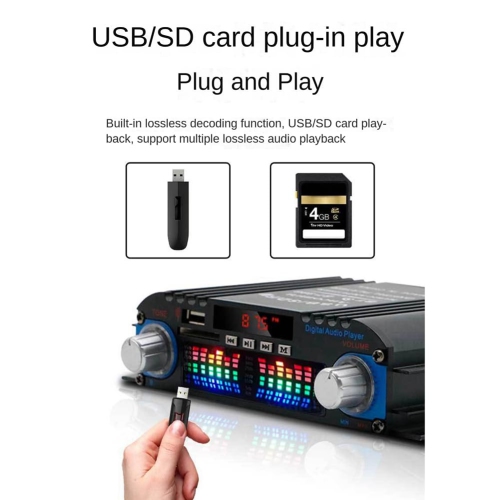 Mini-amplificateur audio haute puissance Bluetooth 4 canaux pour l'auto 60&nbsp;W Mini récepteur audio stéréo haute fidélité idéal pour le