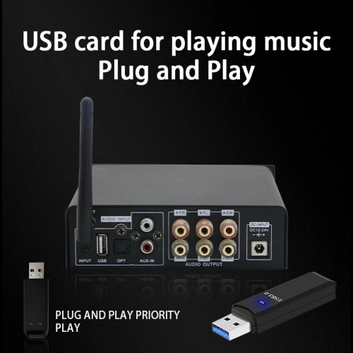 Petit amplificateur numérique Amplificateur de bureau haute puissance Bluetooth 5,0 Système audio haute fidélité à double usage pour la maison et