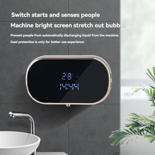 Automatic soap dispenser, rainproof 350ML seamless wall-mounted automatic induction foam soap dispenser, suitable for assembled bathroom