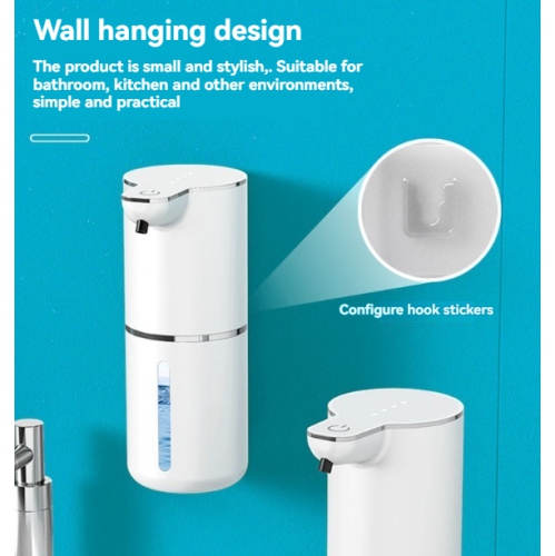 Distributeur de savon à capteur, distributeur automatique de savon pour les mains en mousse, étanche IPX5, chargement USB, réglage de capacité à 4