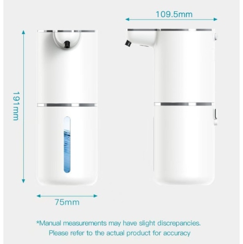 Distributeur de savon à capteur, distributeur automatique de savon pour les mains en mousse, étanche IPX5, chargement USB, réglage de capacité à 4