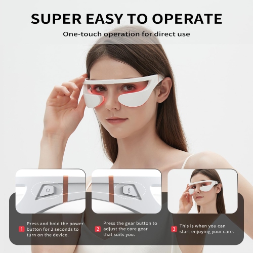 Lunettes de luminothérapie à lumière rouge pour sac yeux anti-rides, appareil de massage à lumière rouge pour dessous des yeux, perfecteur pour les