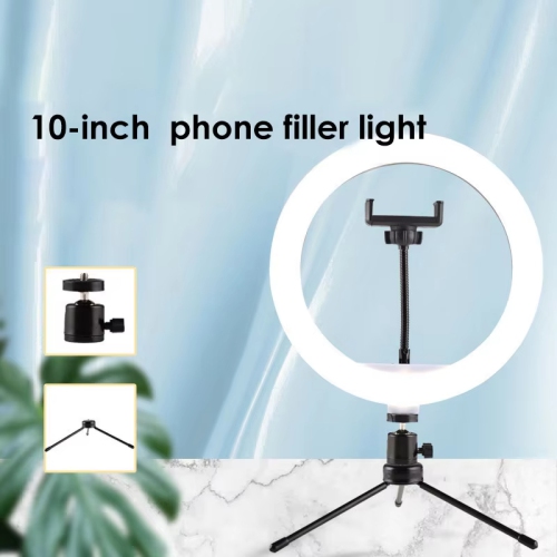 Trépied de bureau de 10 po Trousse de lumière d'appoint Maquillage Live Selfie Ring Light Enregistrement photo Lumière avec photo Clip de