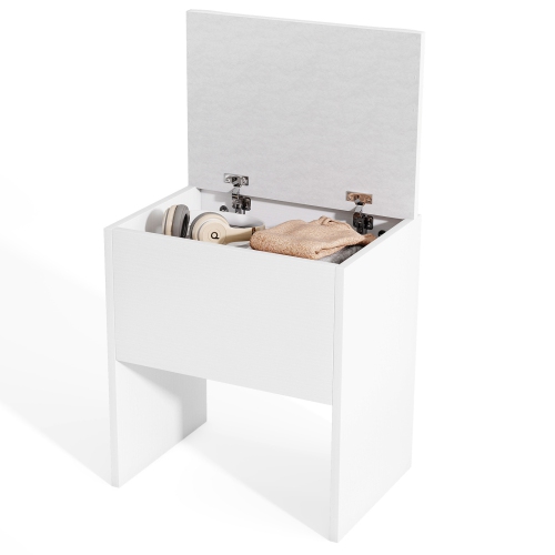 GYMAX  Vanity Stool W/ Storage Flip Top & Soft Padded Seat Cushion for Bedroom