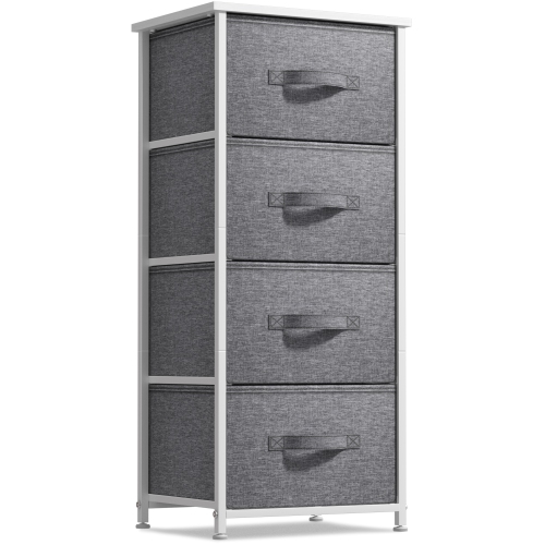 Sorbus 4-Drawer Chest Nightstand | Storage for Closet Home or College Dorm | Features Steel Frame Wood Top and Fabric Bins- White