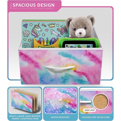 Table de chevet à 4 tiroirs Sorbus | Rangement pour la maison ou le collège | Cadre en acier, dessus en bois et bacs en tissu - Aquarelle