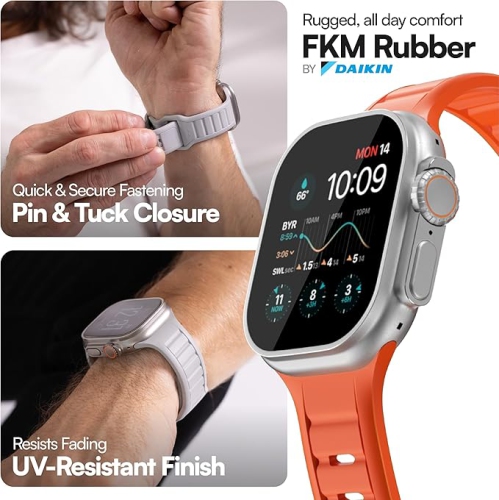 JOURNEY SERIES FKM APPLE WATCH STRAP - ORANGE