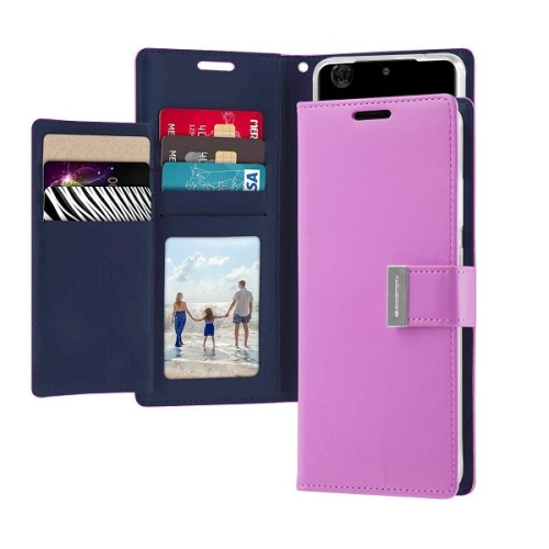 TopSave Goospery RICH MAX(5) Card Slot w/Magnetic Clip Leather Folio Wallet Flip For Samsung Galaxy S25 Edge 6.7", Purple