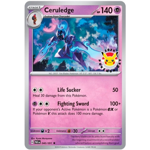 POKEMON  Tcg: Ceruledge Day 2024 Stamped Promo Card 040/091 Item is a great