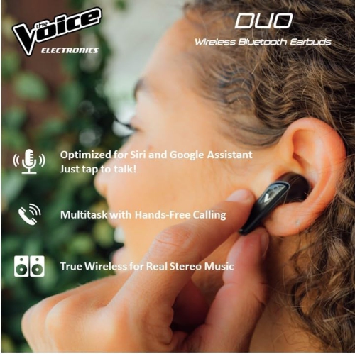 The Voice Duo True Wireless Stereo Earbuds with Mic - Black [Electronics]