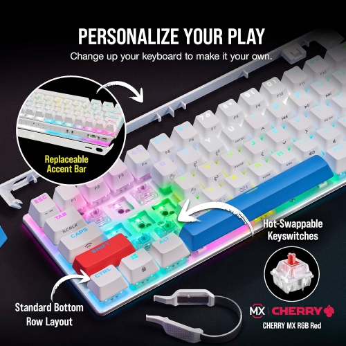 Corsair K70 PRO MINI WIRELESS RGB 60% Mechanical Gaming Keyboard - Fastest Sub-1ms Wireless, Swappable CHERRY MX Red Keyswitches, Aluminum Frame, PBT
