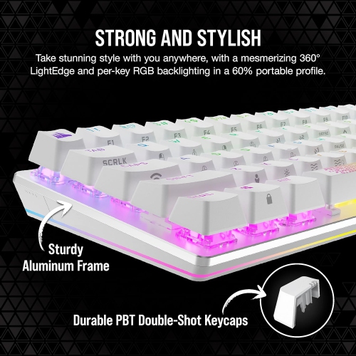 Corsair K70 PRO MINI WIRELESS RGB 60% Mechanical Gaming Keyboard - Fastest Sub-1ms Wireless, Swappable CHERRY MX Red Keyswitches, Aluminum Frame, PBT