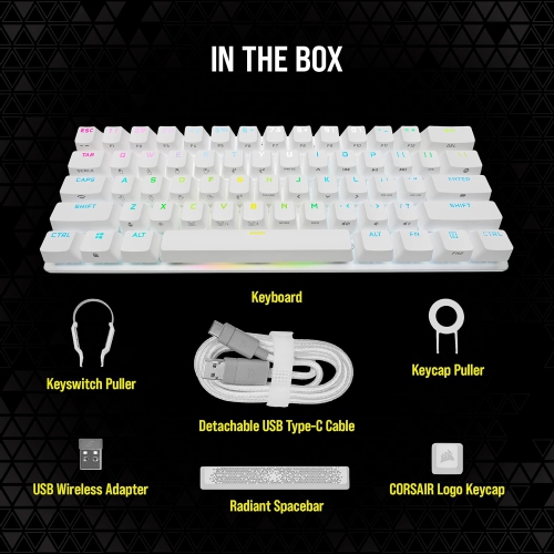 Corsair K70 PRO MINI WIRELESS RGB 60% Mechanical Gaming Keyboard - Fastest Sub-1ms Wireless, Swappable CHERRY MX Red Keyswitches, Aluminum Frame, PBT