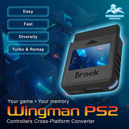 Brook Wingman PS2 Converter - Controller Adapter for PS3 / PS4 / PS5 / Xbox 360 / Xbox One / Xbox Series X/S / Switch Pro to PS2, PS1 and PS Classic