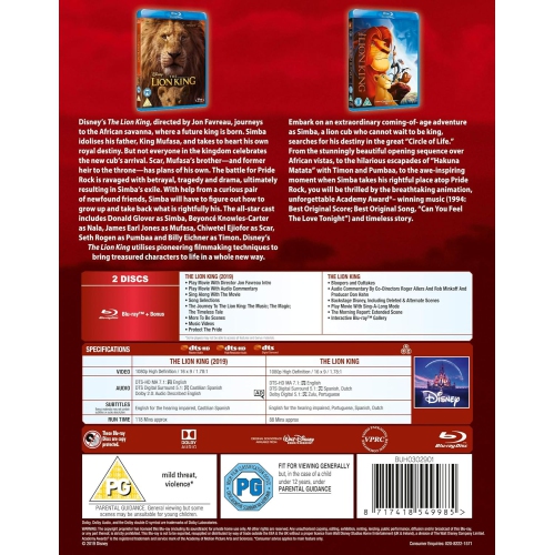 The Lion King: 2-Movie Collection - Disney Animation & Live-Action [Blu-Ray Doublepack]
