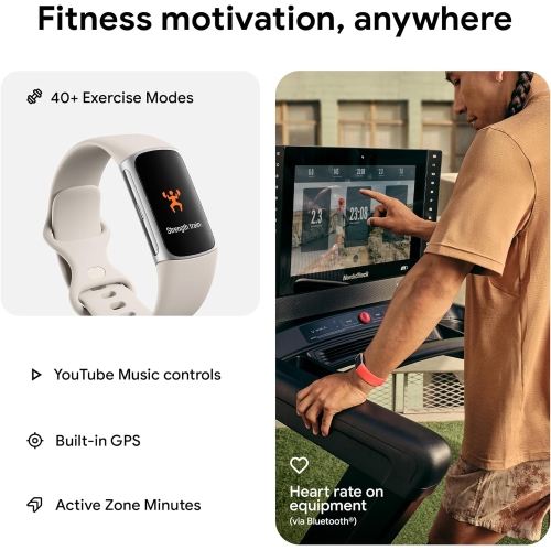 Montre intelligente avec moniteur d'activité Charge 6 de Fitbit - Ensemble porcelaine/argenté