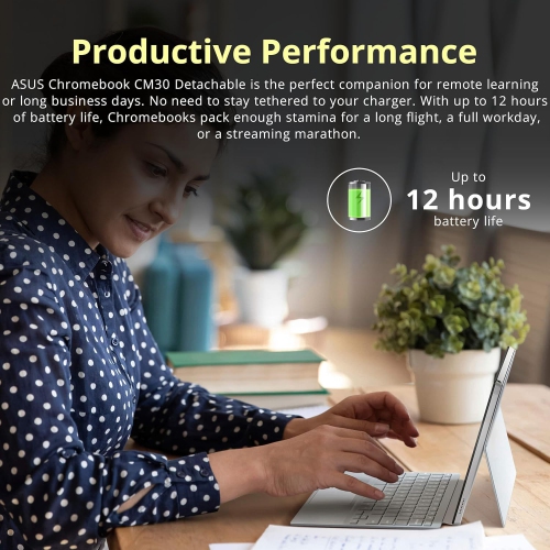 ASUS Chromebook Detachable 10.5" 2-in-1 Touchscreen Laptop,MediaTek Kompanio 520,4GB RAM, 64GB eMMC,Chrome OS,Silver