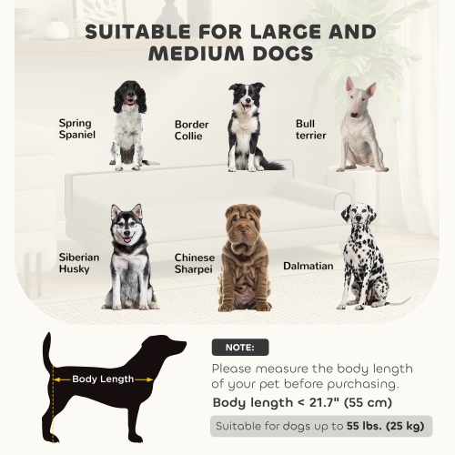 PawHut Dog Sofa, 39" Cat Couch with Removable Cushion, Washable Cover, Wooden Legs, Elevated Pet Cat Sofa for Medium & Large Dogs, Light Grey