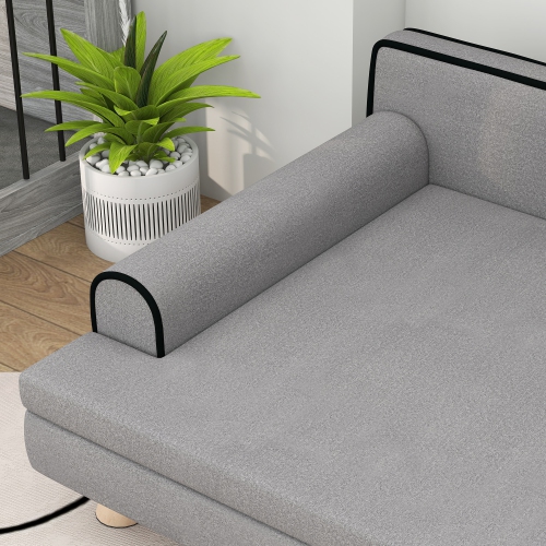 PawHut Dog Sofa, 39" Cat Couch with Removable Cushion, Washable Cover, Wooden Legs, Elevated Pet Cat Sofa for Medium & Large Dogs, Light Grey