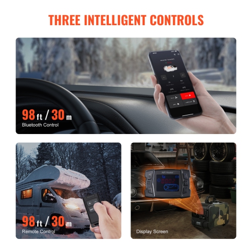 VEVOR 8KW Diesel Heater, 12V/24V All in One Diesel Air Heater, Bluetooth APP Remote Control, Display Screen, CO Alarm, Fast Heating Horizontal Diesel