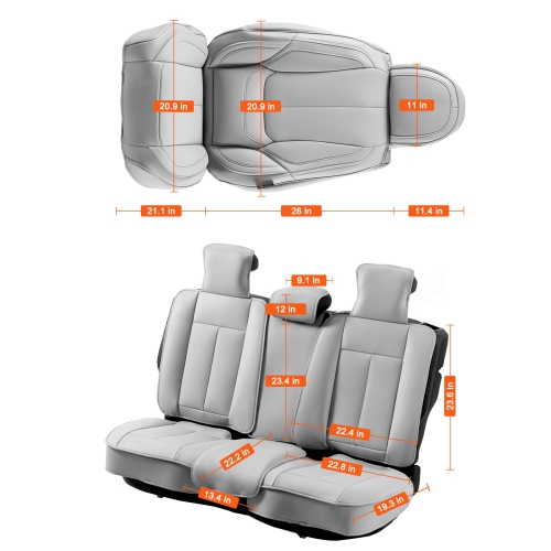 VEVOR 13pcs Seat Covers, Universal Car Seat Covers, Front & Rear Seat, Faux Leather Cover, Full Enclosed Design, Detachable Headrest and Airbag
