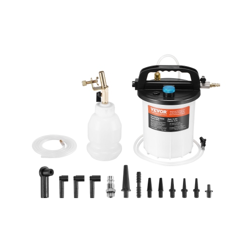 VEVOR Brake Bleeder Kit, 3L Brake Fluid Extractor w/ 1L Siphon Refilling Bottle & 13 Hose Connectors, Brake Bleeder Kit w/ Extended Silicone Hose &