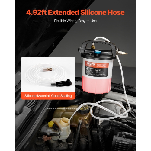 VEVOR Brake Bleeder Kit, 3L Brake Fluid Extractor w/ 1L Siphon Refilling Bottle & 13 Hose Connectors, Brake Bleeder Kit w/ Extended Silicone Hose &