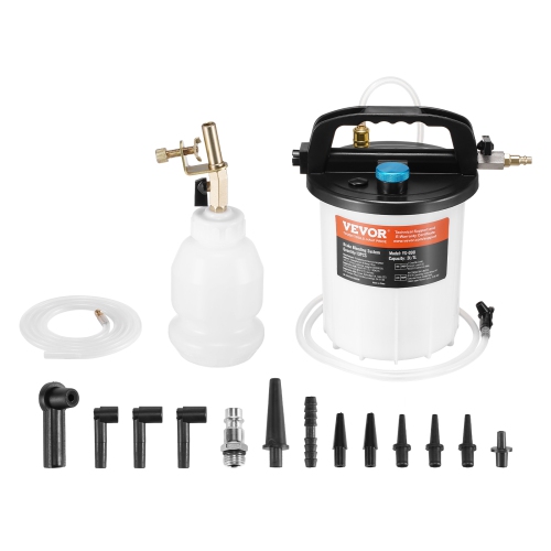 VEVOR Brake Bleeder Kit, 3L Brake Fluid Extractor w/ 1L Siphon Refilling Bottle & 13 Hose Connectors, Brake Bleeder Kit w/ Extended Silicone Hose &