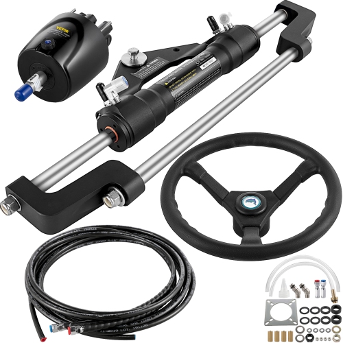VEVOR 300HP Hydraulic Outboard Steering Kit, Hydraulic Steering Kit Helm Pump,Hydraulic Boat Steering Kit with 22 Feet Hydraulic Steering Hose for