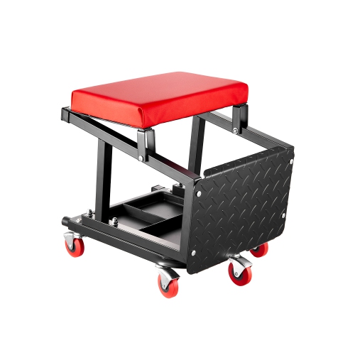 VEVOR 300lbs Capacity Mechanic Stool, Garage Seat/Work Stool with Wheels, 360° Rolling Stool with Tool Tray, Mechanics Creeper Seat/Step Stool, for