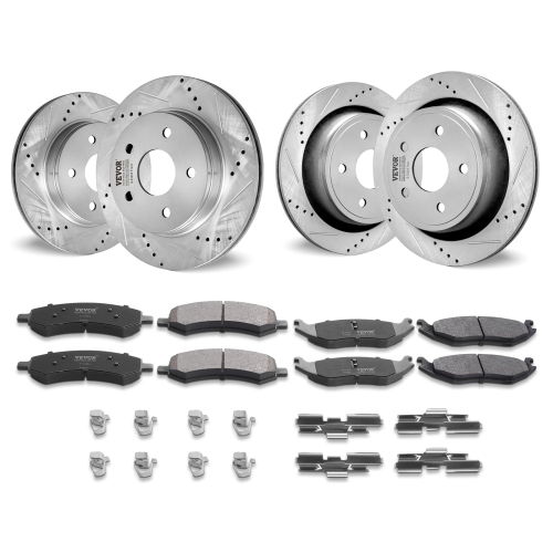 VEVOR  Front & Rear Brake Kit for 06-2018 Dodge Ram 1500, 07-2009 Dodge Durango Chrysler Aspen, Drilled/slotted Rotors Ceramic Brake Pads