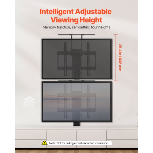 VEVOR 132lbs max Load Motorized TV Lift Stand, Adjustable Stand, Vertical Electric TV Bracket w/ Remote Control, for 32-55 in / 32 - 50 in (in