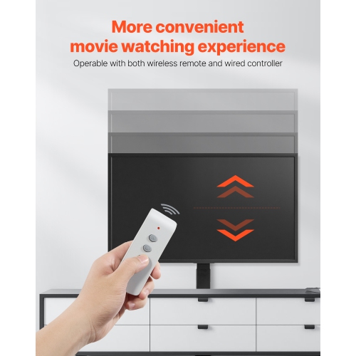 VEVOR 132lbs max Load Motorized TV Lift Stand, Adjustable Stand, Vertical Electric TV Bracket w/ Remote Control, for 32-55 in / 32 - 50 in (in