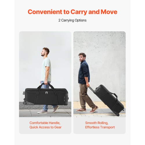 VEVOR 35.83 x 11.81 x 14 in Studio Equipment Trolley Case, Rolling Camera Bag, Carrying Bag with Wheels Straps Padded Compartment Handle, for Light