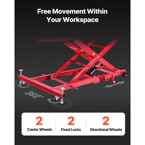 VEVOR 1000lbs Weight Capacity Motorcycle Lift Table, 360° Moving Motorcycle Jack Stand, 8.6-31 in Height Range, Heavy Duty Bike Repair Stand with